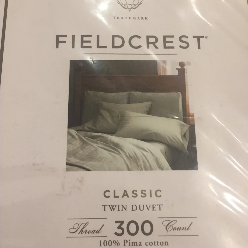 FIELDCREST Duvet Cover Cotton 300 TC Sage Green Twin NEW